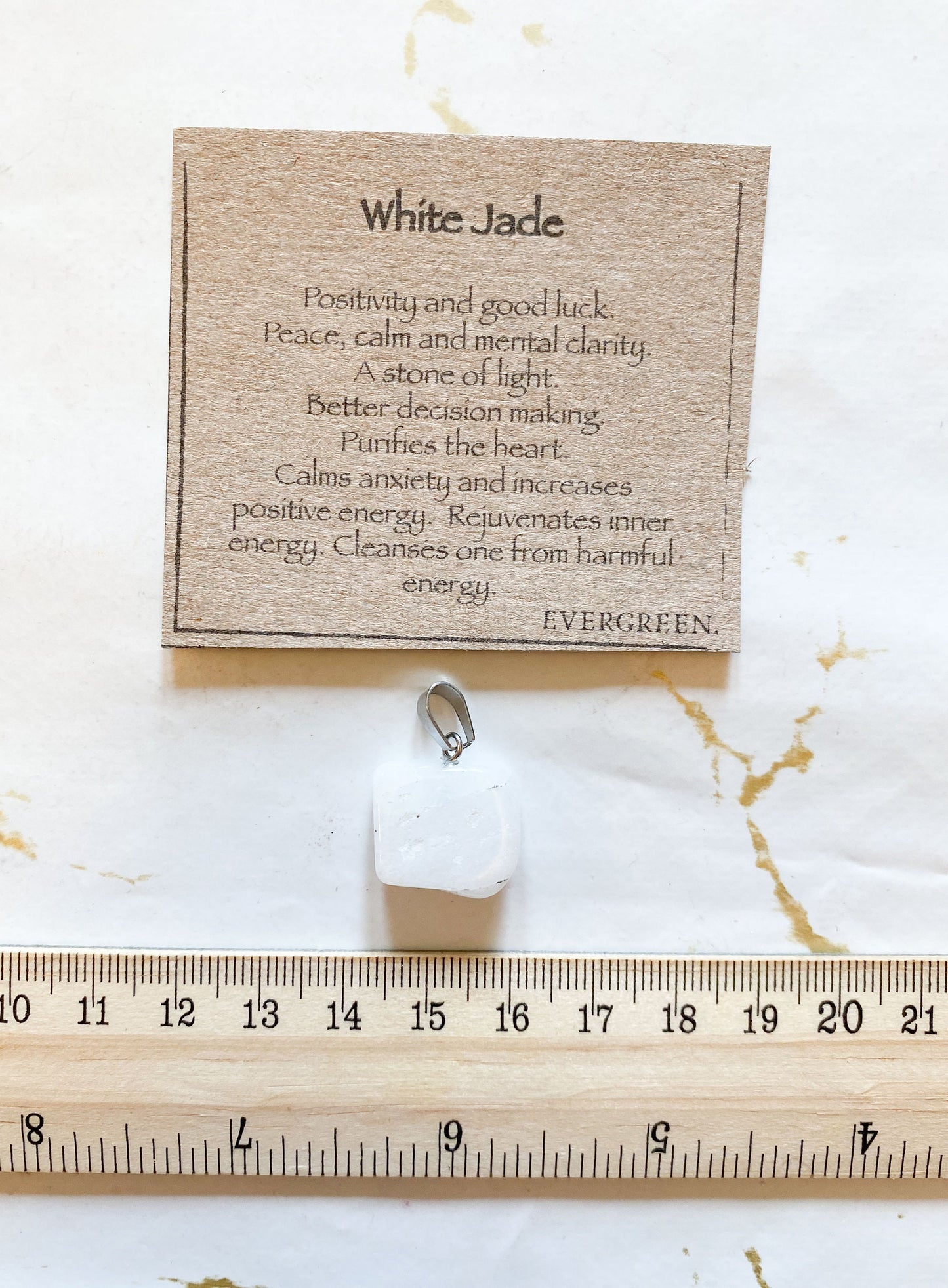 White Jade Crystal Tumbled Stone Pendant - Peace, Energy & Confidence