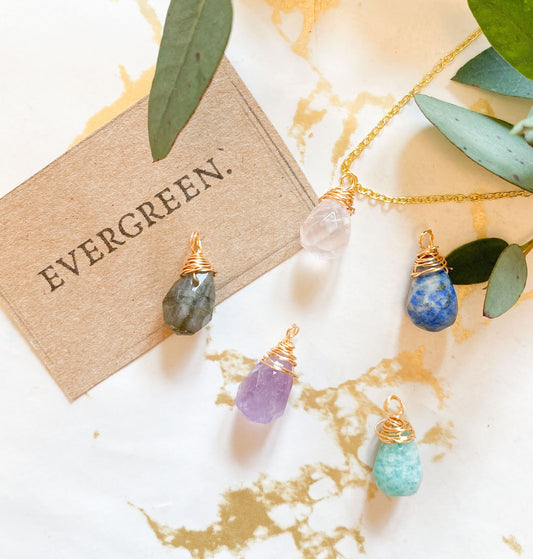 Crystal Teardrop Wire Wrapped Pendants - Wide Variety Available!
