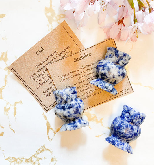 Sodalite Crystal Owl - Wisdom, Intuition & Logic