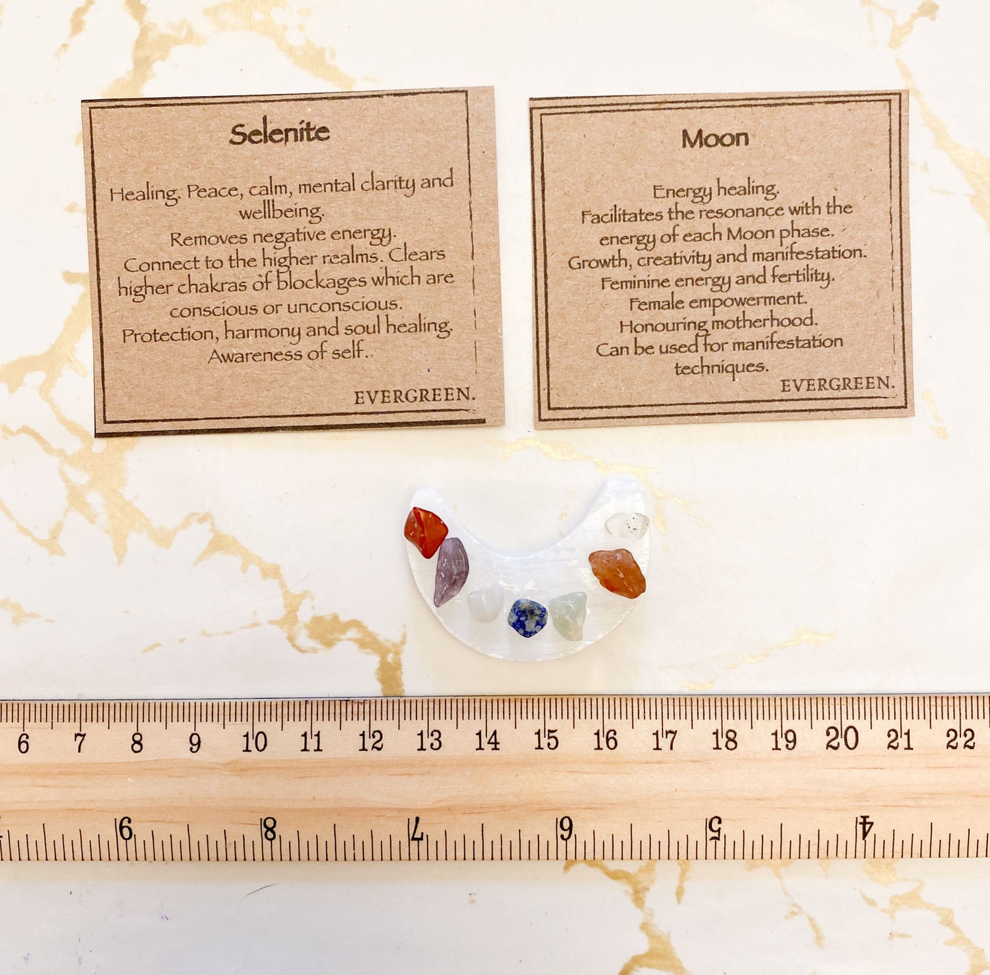 Selenite Crystal Chakra Chip Moon - Healing, Peace & Balance