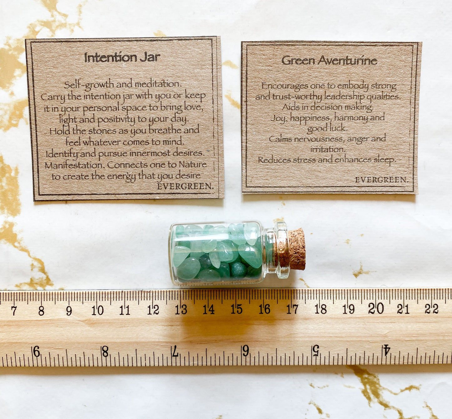 Green Aventurine Crystal Chips Intention Jar - Joy, Happiness & Good Luck