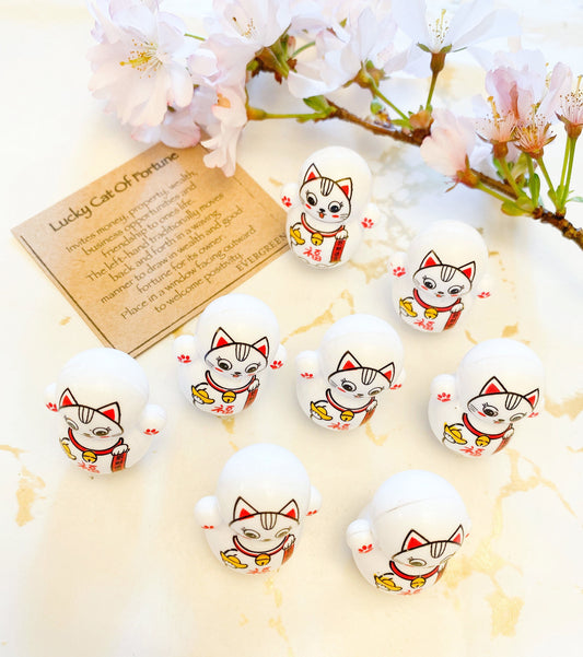 Rolly Poly Lucky Cat Of Fortune Figurine - Can't Fall Over!