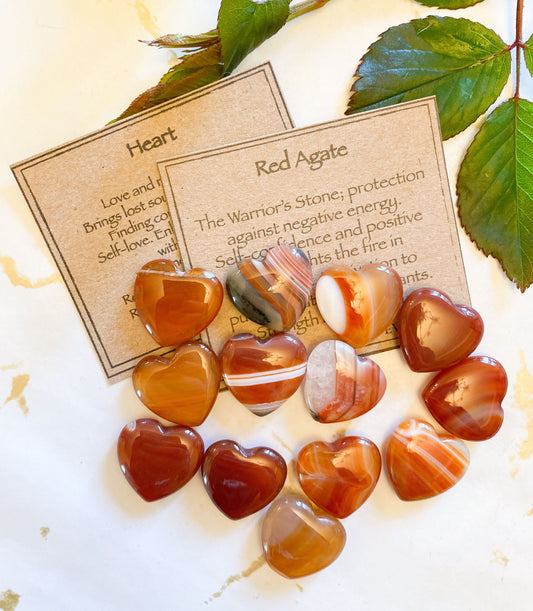 Red Agate Crystal Heart 20mm - Protection, Self-Confidence & Positivity