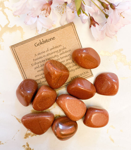 Goldstone Crystal Tumbled Stone - Ambition, Ingenuity & Grounding