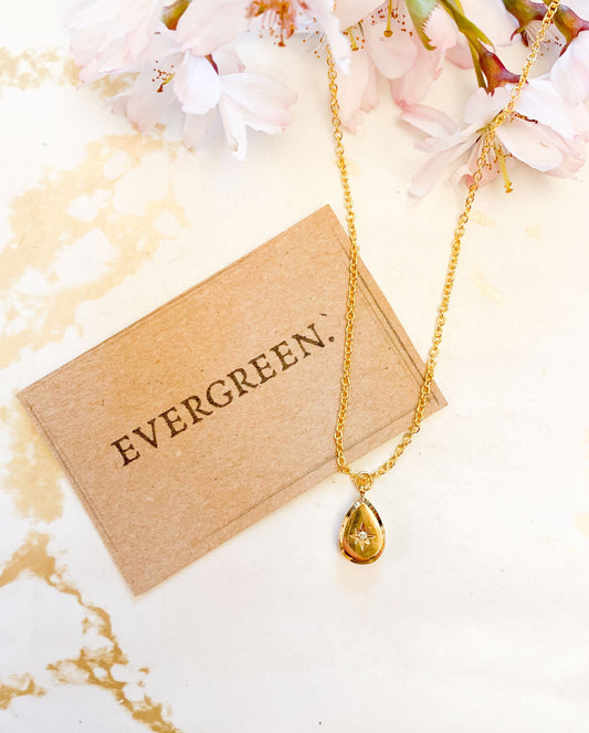 Golden Teardrop Shining Star Pendant