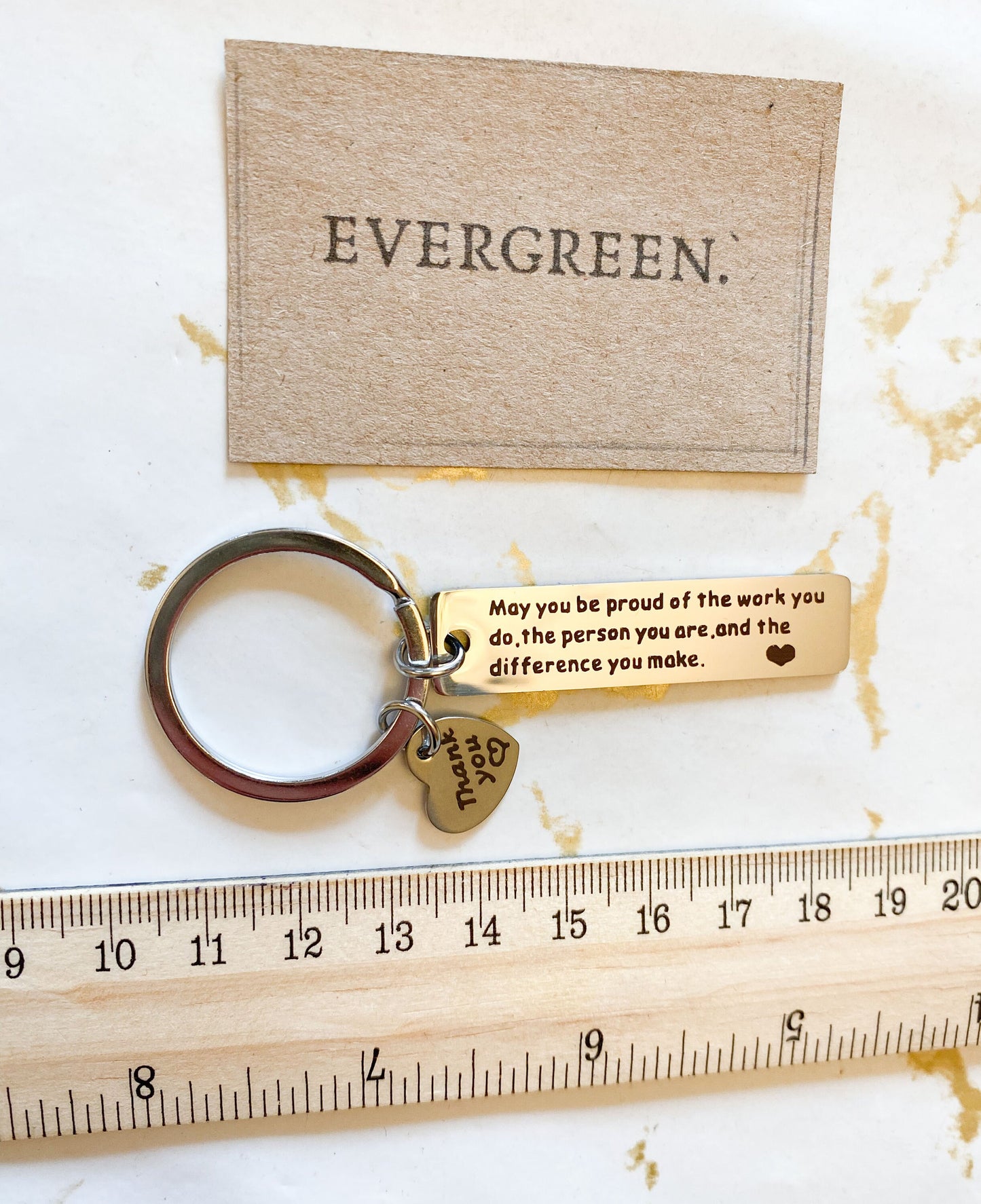 May You Be Proud Of The Work You Do - Keychain With Thank You Heart