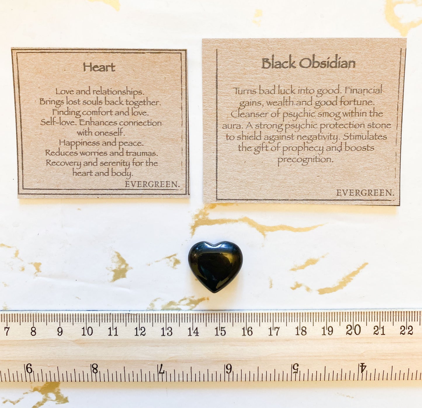 Black Obsidian Crystal Heart 20mm  - Good Luck, Wealth & Good Fortune