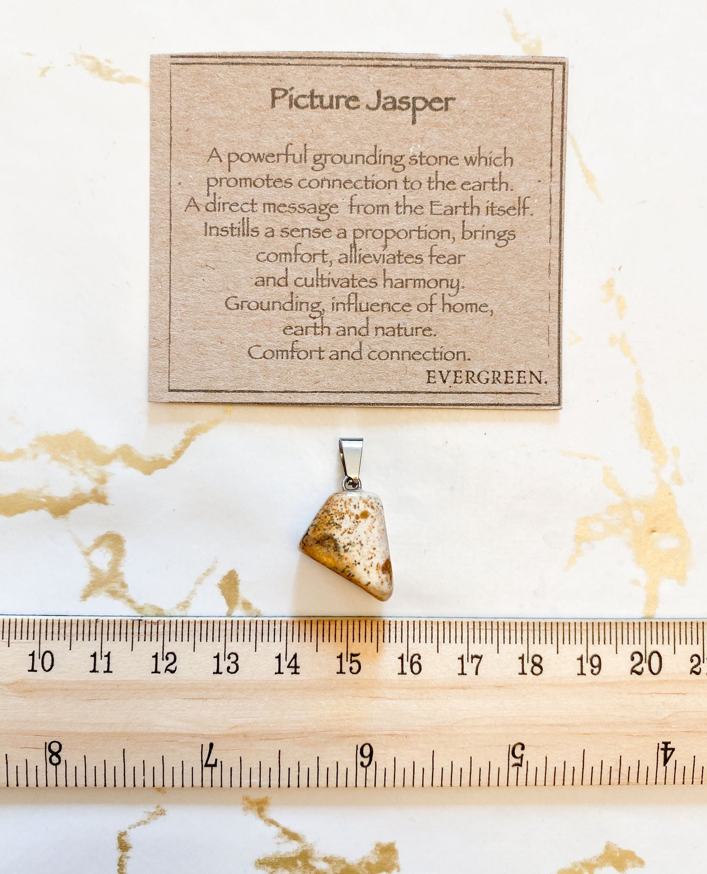 Picture Jasper Crystal Tumbled Stone Pendant - Comfort, Harmony & Grounding