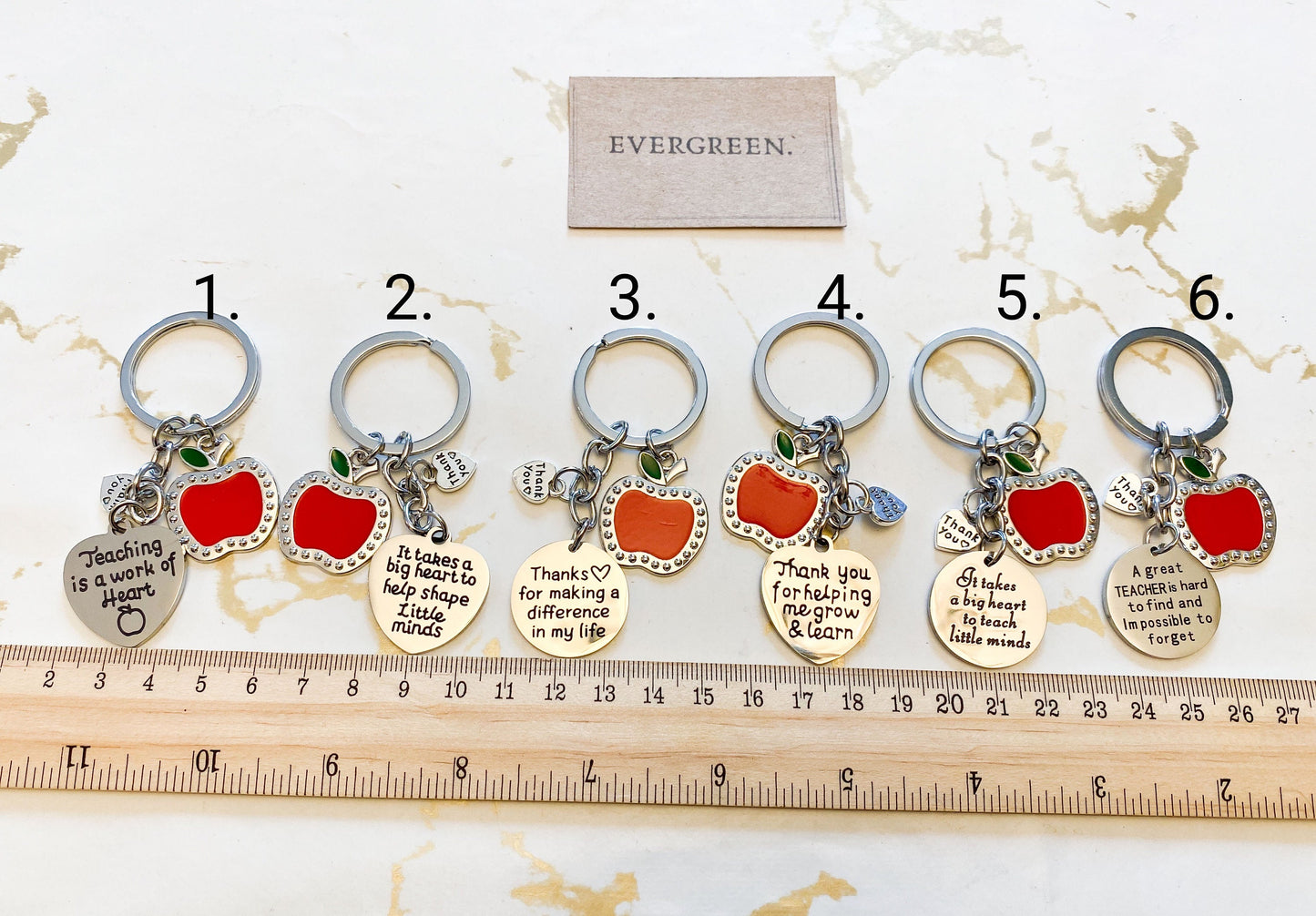 Thank You Teacher Apple Keychain - Wide Variety Available!