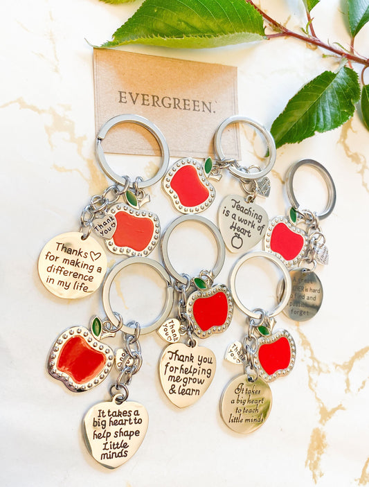 Thank You Teacher Apple Keychain - Wide Variety Available!