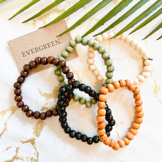 Wooden Beaded Bracelet - Variety Of Colours Available!