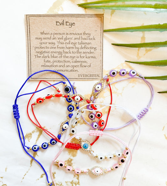 Evil Eye Adjustable Friendship Bracelet - Variety Of Colours Available!