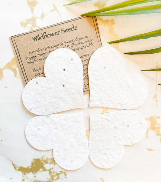 Bee-Friendly Wildflower Seed Heart - 100% Biodegradable Cotton Containing Sweet Alyssum, Poppy, Baby’s Breath and Rudbeckia Seed Mix