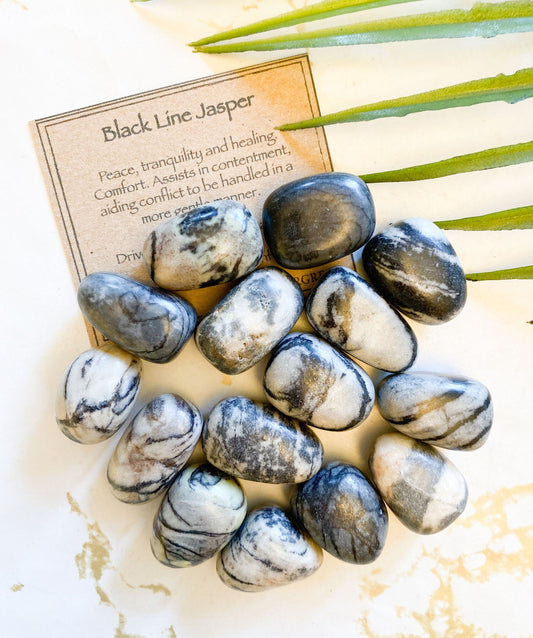 Black Line Jasper Crystal Tumbled Stone - Peace, Tranquility & Healing