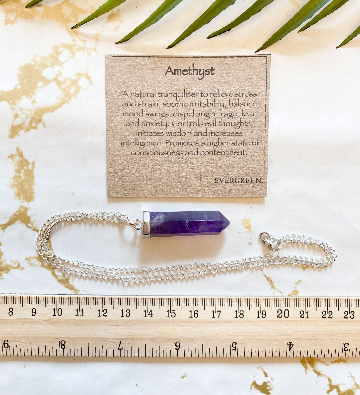 Amethyst Crystal Pendant And Chain - Balance, Wisdom & Intelligence