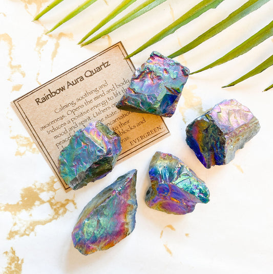 Raw / Rough Rainbow Aura Quartz - Connection, Awareness & Positivity