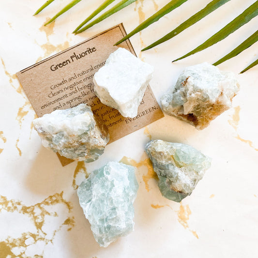 Raw / Rough Green Fluorite Crystal - Growth, Energy & Balance