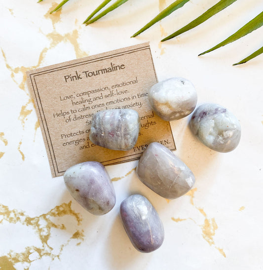 Pink Tourmaline Crystal Tumbled Stone - Love, Healing & Compassion