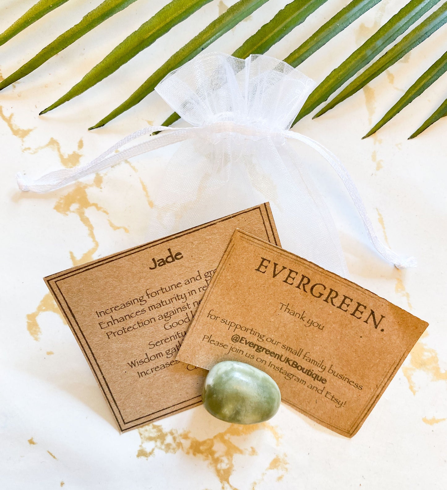 Dark Jade Crystal Tumbled Stone - Fortune,  Grounding & Serenity