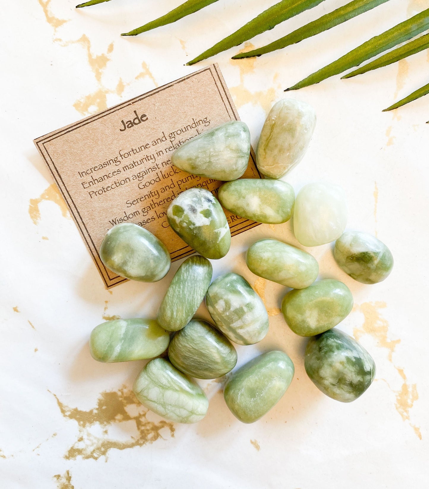 Dark Jade Crystal Tumbled Stone - Fortune,  Grounding & Serenity