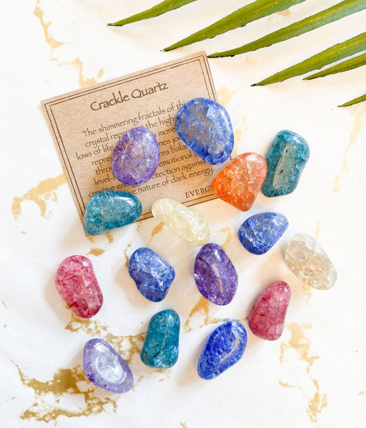 Crackle Quartz Crystal Tumbled Stone - Balance, Protection & Energy