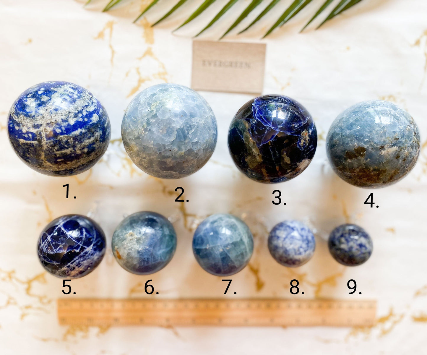 Blue Crystal Spheres - Calcite / Jasper / Lapis Lazuli / Fluorite / Sodalite