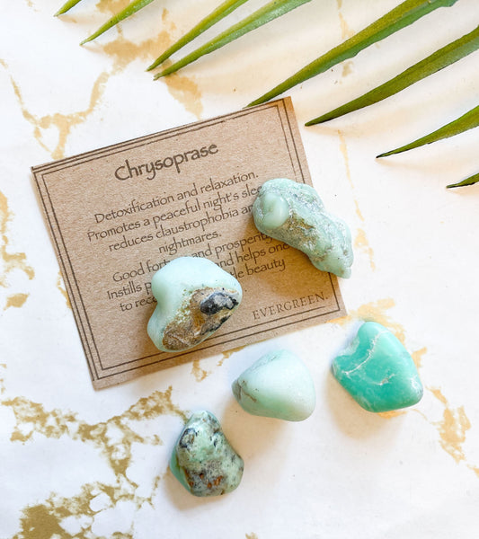 Chrysoprase Crystal Tumbled Stone - Good Fortune, Prosperity & Relaxation