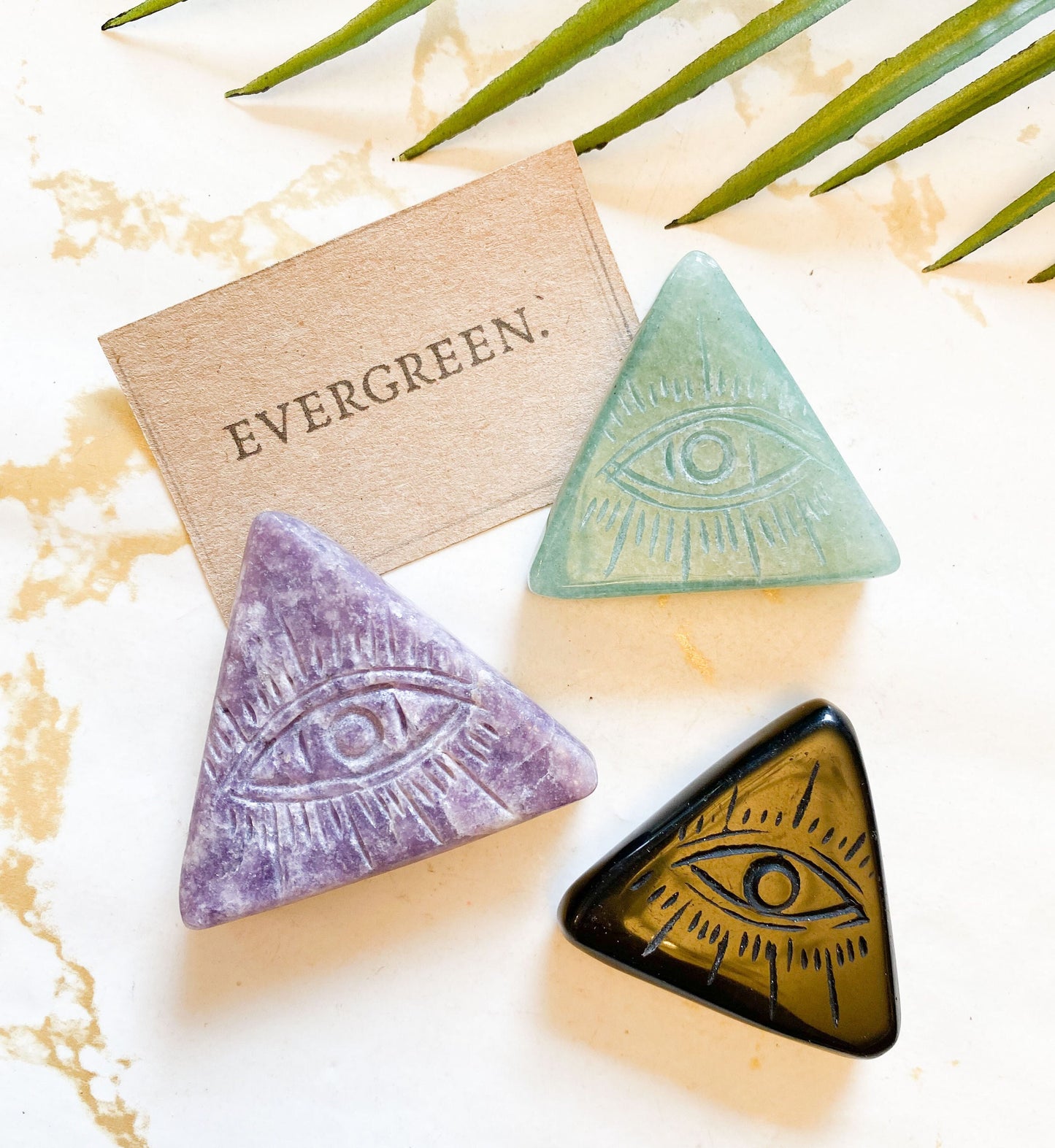 Crystal Triangle Eye - Lepidolite, Aventurine & Obsidian