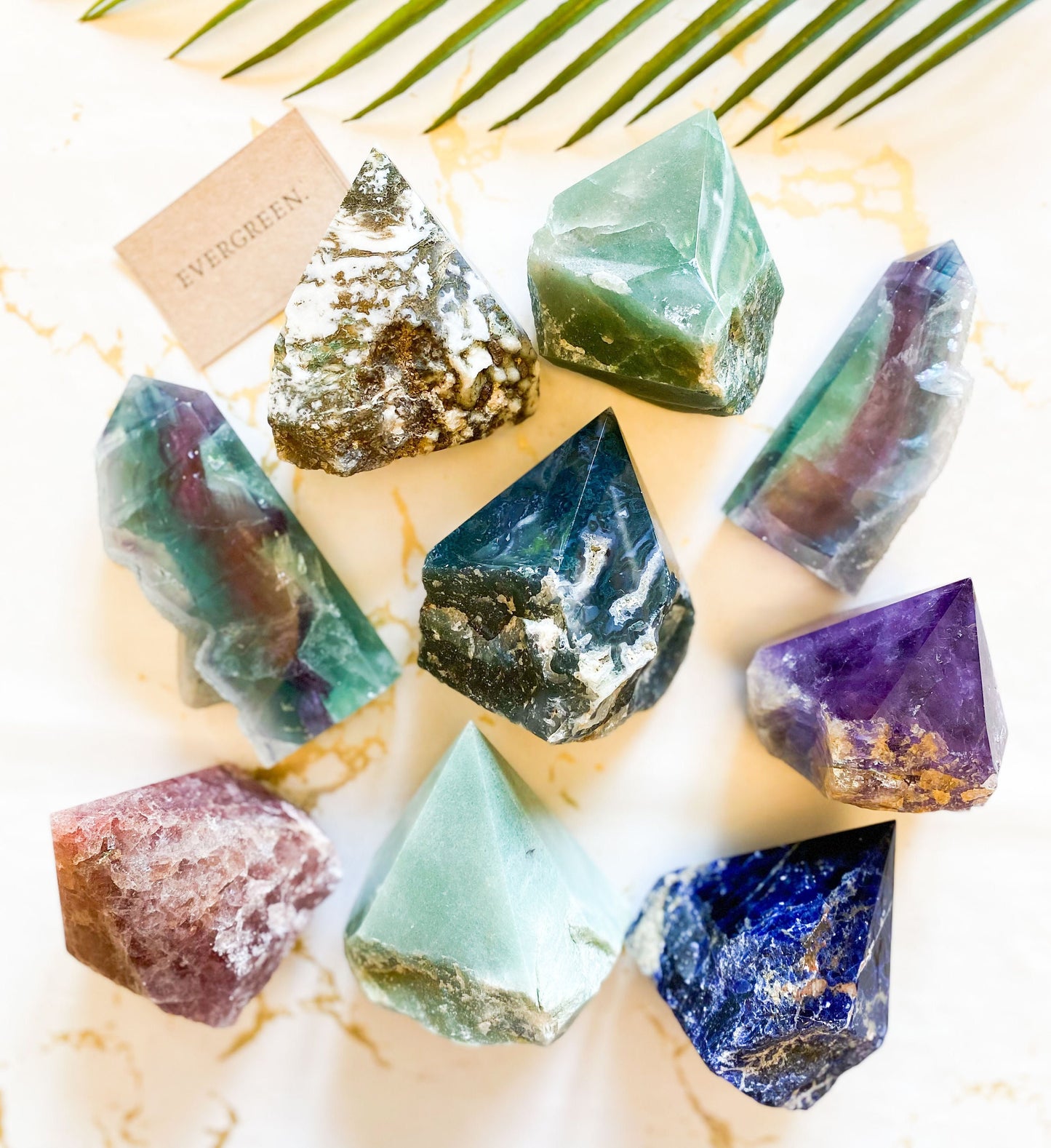 Green / Blue / Purple Half Raw Crystal Points - Jasper, Agate, Amethyst, Quartz, Aventurine, Fluorite