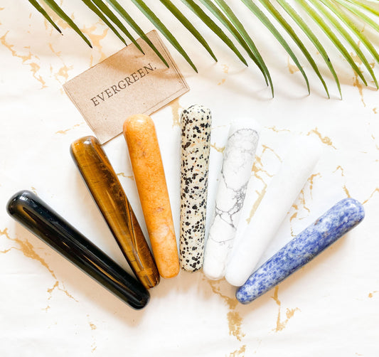 Crystal Massage Wand - Obsidian, Tiger Eye, Jasper, Agate, Sodalite, Quartz, Howlite