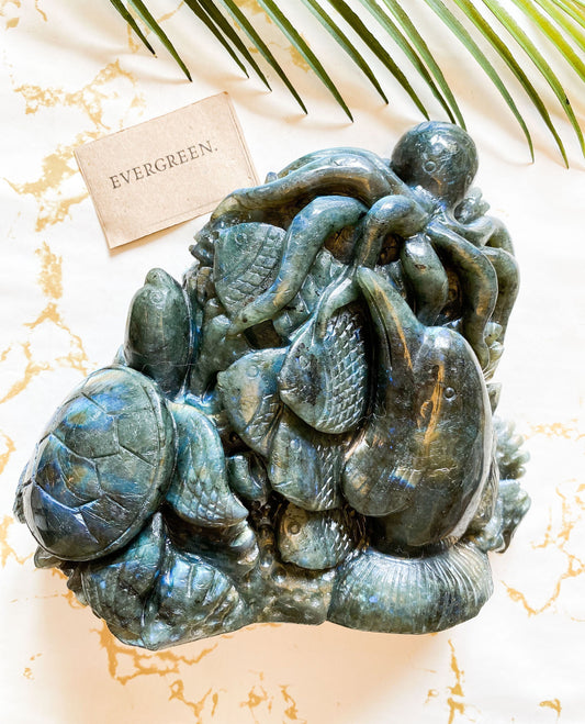 Labradorite Crystal Sealife / Ocean Carving - Octopus, Dolphin, Sea Turtle, Fish