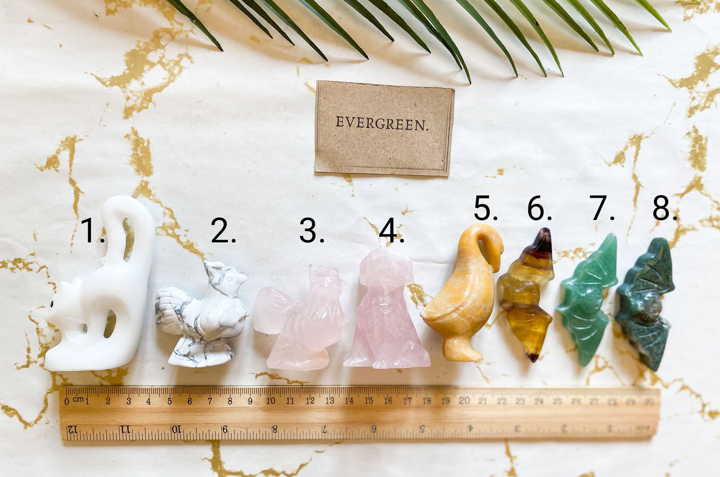 Crystal Animal Carvings - Duck / Bat / Chicken / Cockerel / Cat / Dog