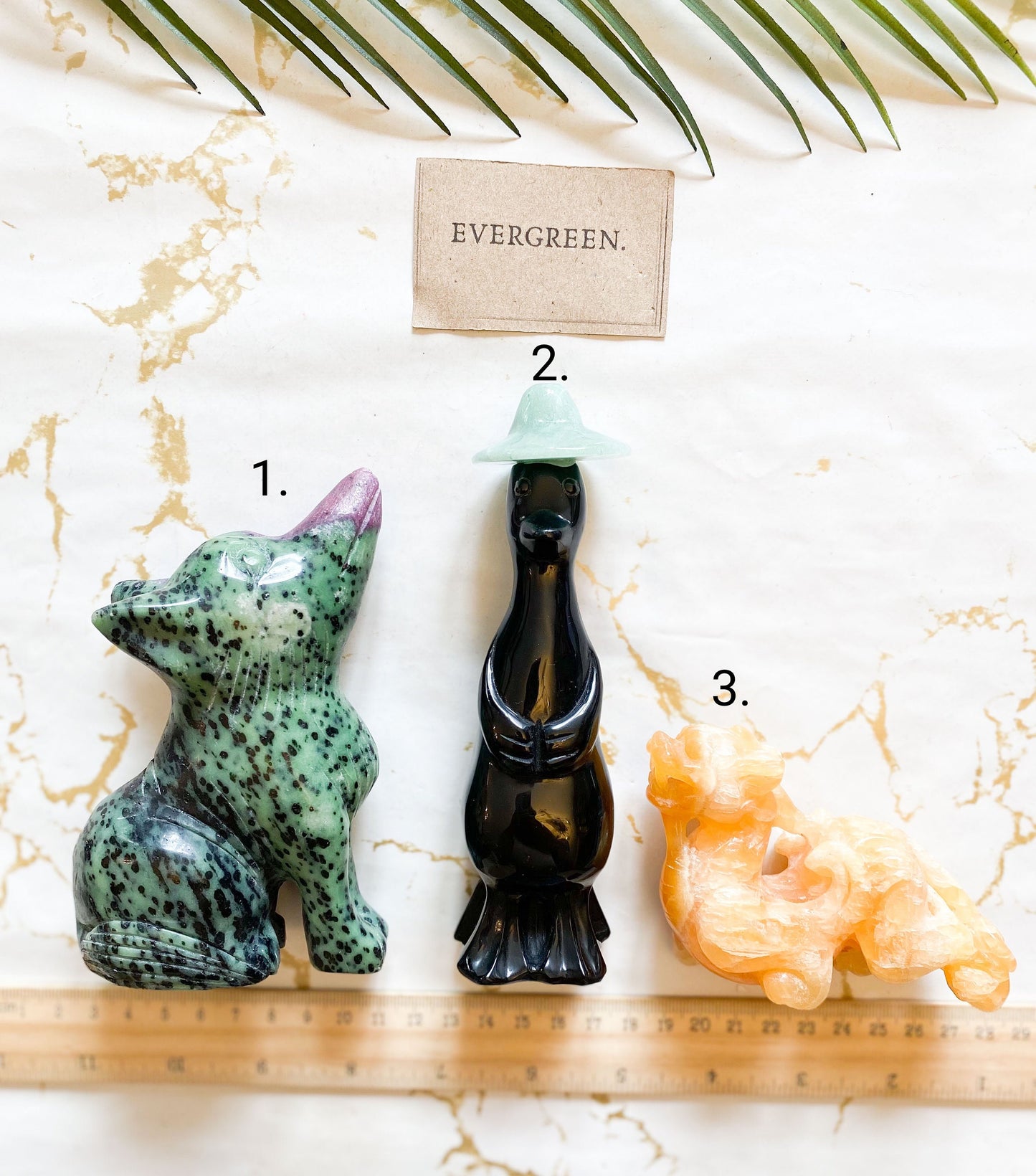 Crystal Animal Carvings - Duck, Wolf, Dragon