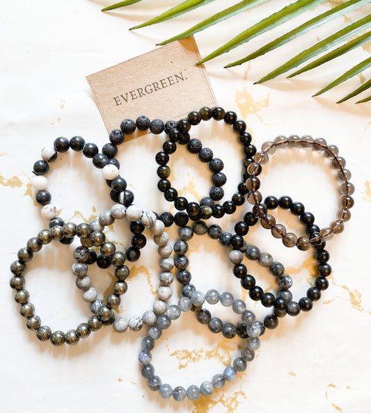 Black / White / Grey Crystal Bracelets 8mm - Wide Variety Available!
