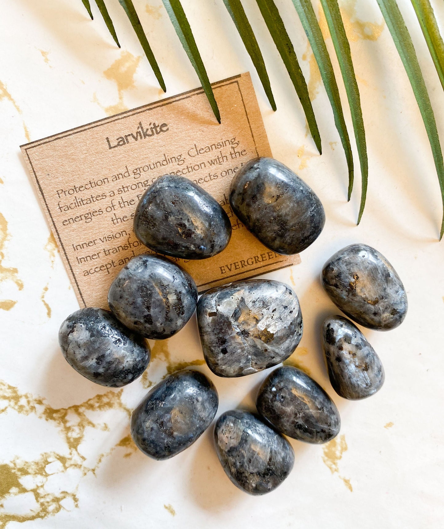 Larvikite Crystal Tumbled Stone - Cleansing, Grounding & Protection