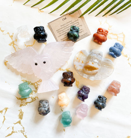 Hand Carved Crystal Owl - Wisdom, Intuition & New Beginnings