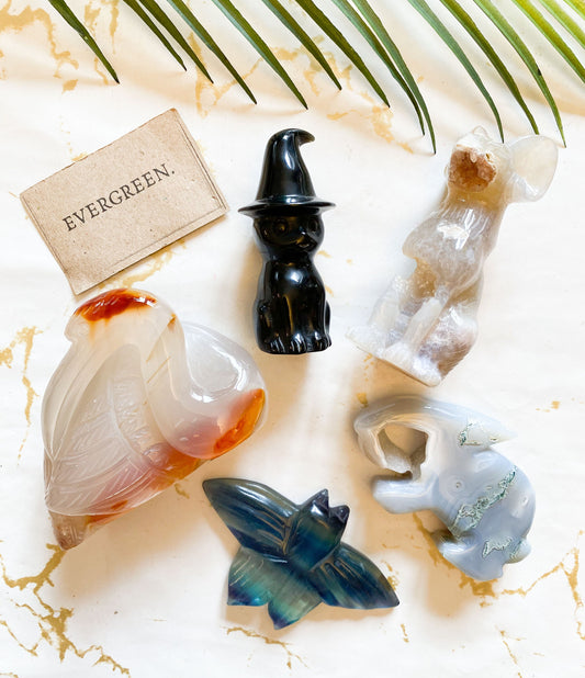 Crystal Animal Carving - Bird / Cat / Dragonfly / Rabbit