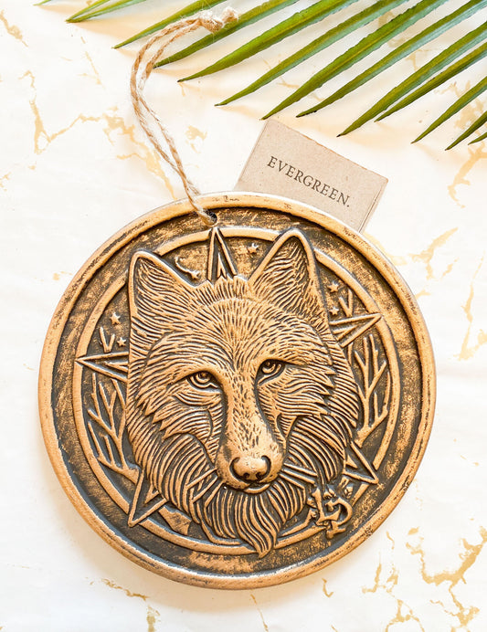 Bronze Terracotta Wolf Plaque