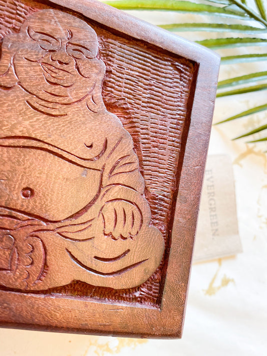 Sheesham Wood Carved Buddha Trinket Box