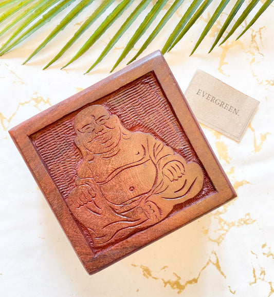 Sheesham Wood Carved Buddha Trinket Box