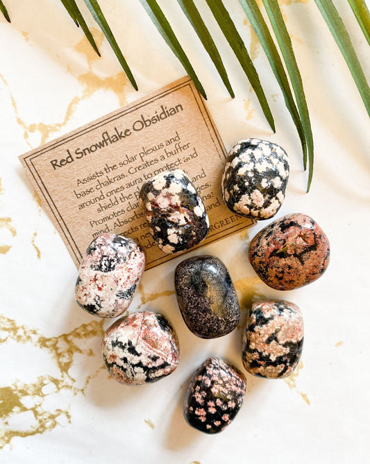 Red Snowflake Obsidian Crystal Tumbled Stone - Protection, Calm & Understanding