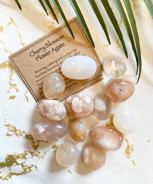 Cherry Blossom Flower Agate Crystal Tumbled Stone - Soothing, Calming & Nurturing