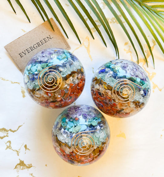 Orgone Chakra Sphere & Reiki Symbol With Stand 60mm