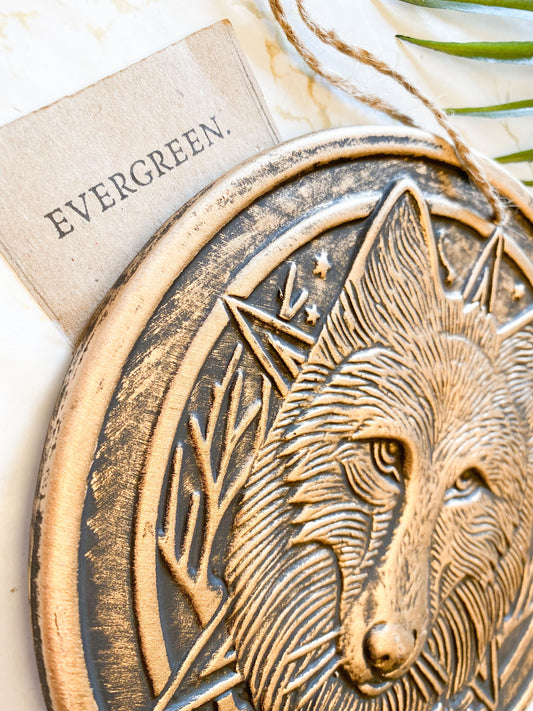 Bronze Terracotta Wolf Plaque