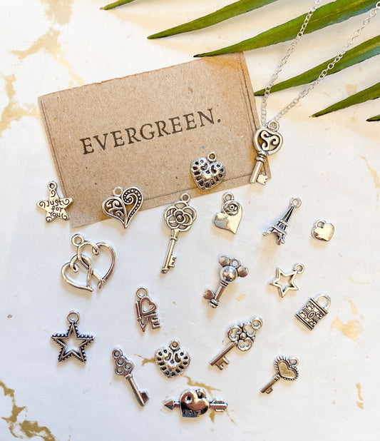 Heart, Star, Lock, Key Pendant - Love, Relationship, Anniversary, Wedding, Boyfriend, Girlfriend