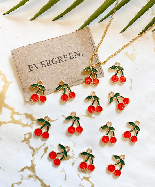Cherry Pendant / Charm - Necklace, Keychain, Arts & Craft