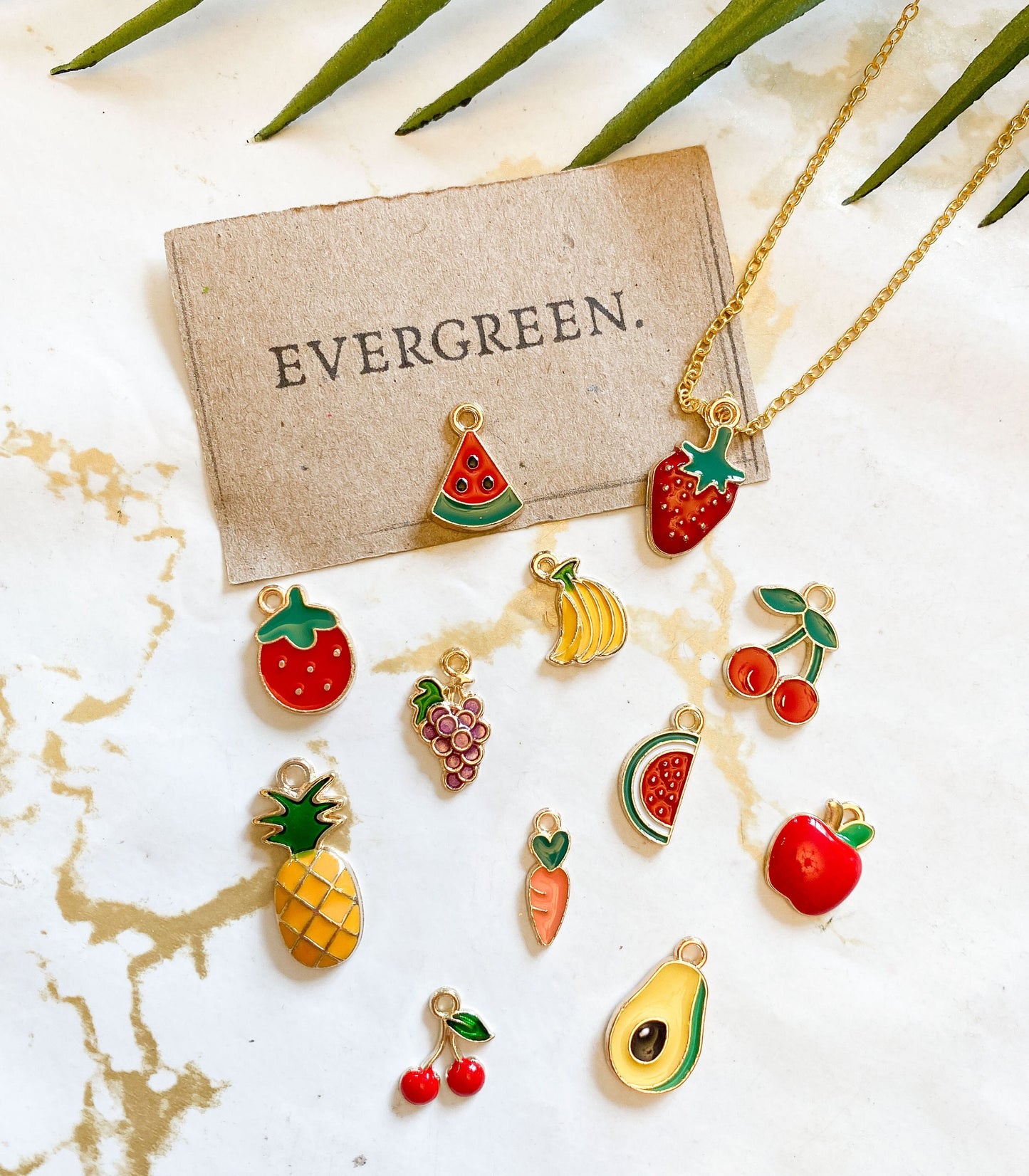 Fruit Pendant / Charm - Avocado, Strawberry, Cherry, Carrot, Grapes, Apple, Cherries, Banana, Melon, Pineapple