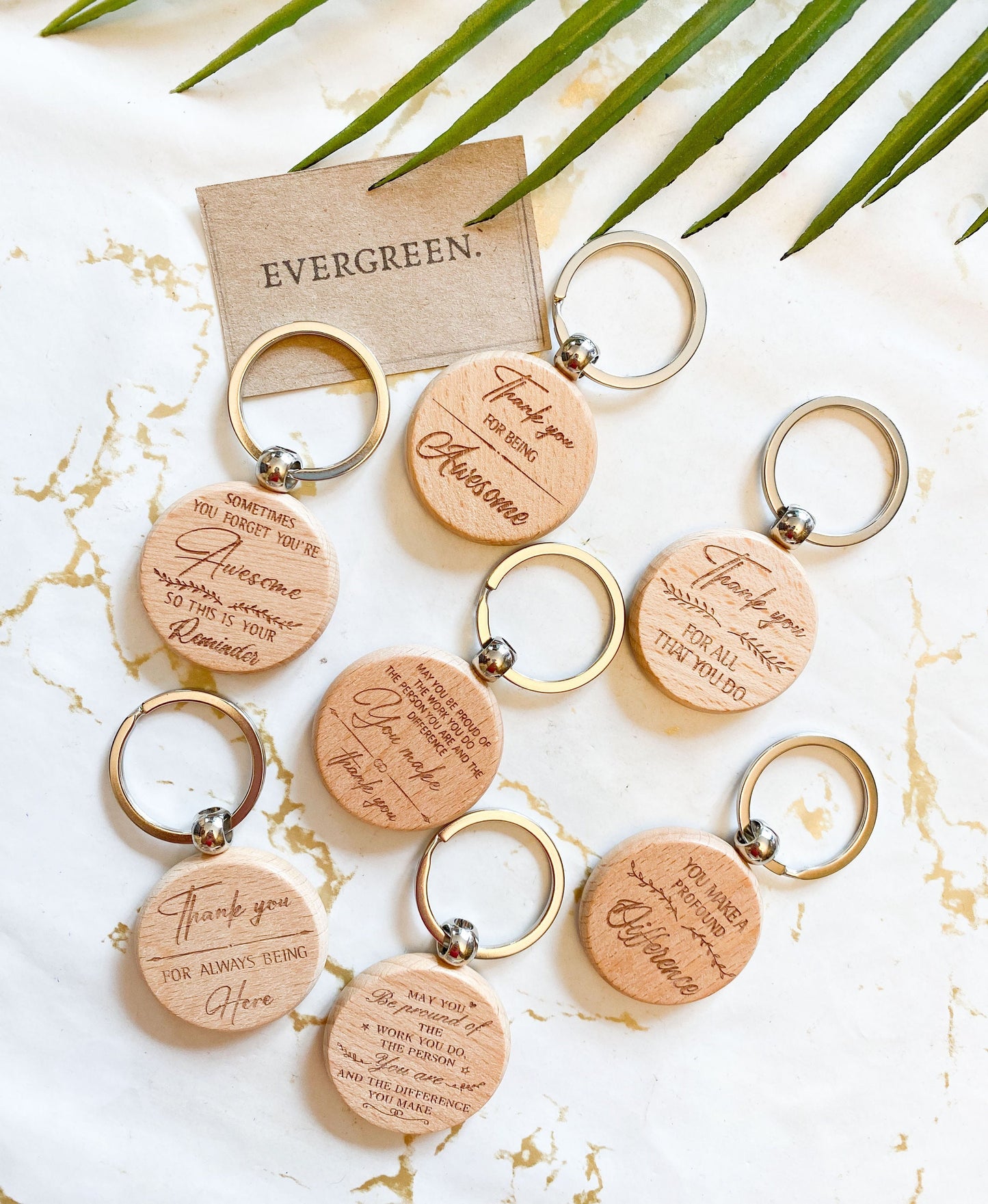 Wooden Thank You Keychain - Wide Variety Available!