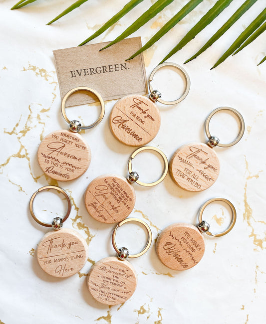 Wooden Thank You Keychain - Wide Variety Available!