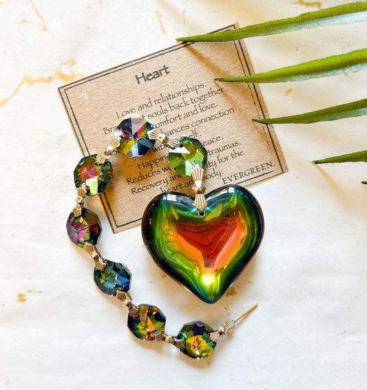 Aurora Heart Crystal Suncatcher